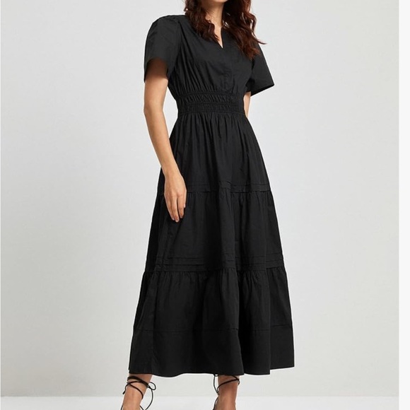 Cotton Black Tiered Smocked Summer Dress, NWT - Picture 2 of 11